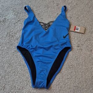 Nike Womens Blue One-Piece Swimsuit Size L